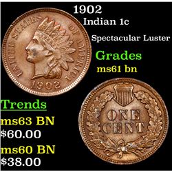 1902 Indian Cent 1c Grades Unc+ BN