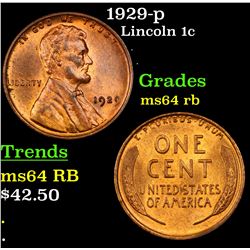 1929-p Lincoln Cent 1c Grades Choice Unc RB