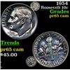 Image 1 : 1954 Roosevelt Dime 10c Grades GEM Proof Cameo