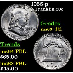1955-p Franklin Half Dollar 50c Grades Select Unc+ FBL