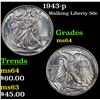 Image 1 : 1943-p Walking Liberty Half Dollar 50c Grades Choice Unc