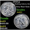 Image 1 : 1942-p Walking Liberty Half Dollar 50c Grades Choice+ Unc