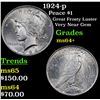 Image 1 : 1924-p Peace Dollar $1 Grades Choice+ Unc