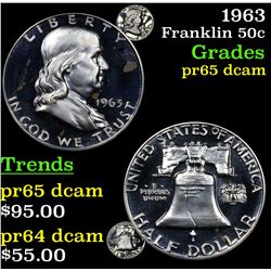 1963 Franklin Half Dollar 50c Grades GEM Proof Deep Cameo