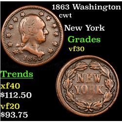 1863 Washington Civil War Token 1c Grades vf++