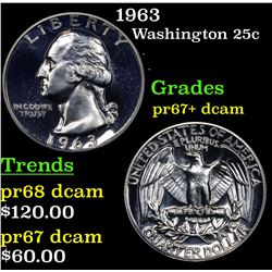 1963 Washington Quarter 25c Grades GEM++ Proof Deep Cameo