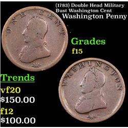 (1783) Double Head Military Bust Washington Cent Grades f+