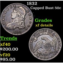 1832 Capped Bust Half Dollar 50c Grades xf details