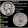 Image 1 : 1932-d Washington Quarter 25c Grades vg+