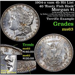 1904-o vam 4b Hit List 40 'Rusty Fish Hook' Morgan Dollar $1 Grades Select Unc