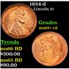 Image 1 : 1934-d Lincoln Cent 1c Grades Gem+ Unc RD