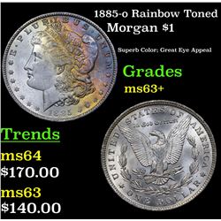 1885-o Rainbow Toned Morgan Dollar $1 Grades Select+ Unc