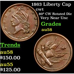 1863 Liberty Cap Civil War Token 1c Grades Choice AU/BU Slider