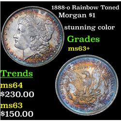 1888-o Rainbow Toned Morgan Dollar $1 Grades Select+ Unc