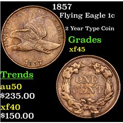1857 Flying Eagle Cent 1c Grades xf+