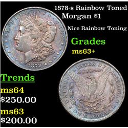 1878-s Rainbow Toned Morgan Dollar $1 Grades Select+ Unc