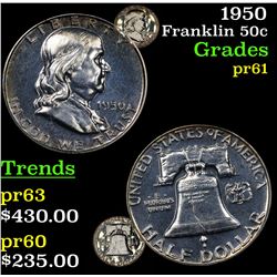 1950 Franklin Half Dollar 50c Grades Proof