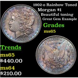 1902-o Rainbow Toned Morgan Dollar $1 Grades GEM Unc