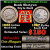 Image 1 : Mixed small cents 1c orig shotgun roll, 1857 Flying Eagle Cent, 1888 Indian Cent other end