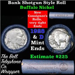 Buffalo Nickel Shotgun Roll in Old Bank Style  'Bell Telephone' Wrapper 1928& d Mint Ends