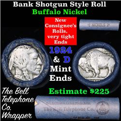 Buffalo Nickel Shotgun Roll in Old Bank Style 'Bell Telephone'  Wrapper 1924& d Mint Ends