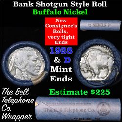 Buffalo Nickel Shotgun Roll in Old Bank Style 'Bell Telephone'  Wrapper 1928 & d Mint Ends