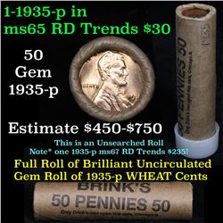 Uncirculated 1c orig shotgun roll, 1935-p in old Brink's wrapper
