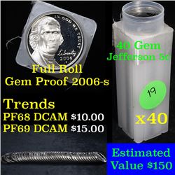 Proof 2006-s Jefferson nickel 5c roll, 40 pieces