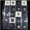 Image 1 : Page of 20 Mixed coins Barber 10c, Braided Hair 1c, Washington 25c, Jefferson 5c, Indian 1c, Buffalo