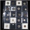 Image 1 : Page of 20 Mixed coins 3cs, Braided Hair 1c, Washington 25c, Roosevelt 10c, Indian 1c, Jefferson 5c