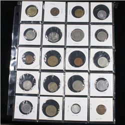 Page of 20 Mixed Foreign coins