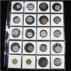 Page of 20 Mixed Foreign coins