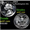 Image 1 : 1963 Washington Quarter 25c Grades GEM++ Proof Cameo