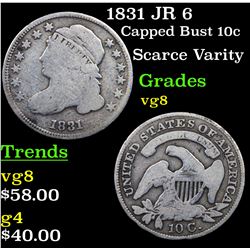 1831 JR 6 Capped Bust Dime 10c Grades vg, very good