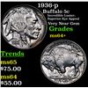 Image 1 : 1936-p Buffalo Nickel 5c Grades Choice+ Unc