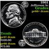 Image 1 : 1961 Jefferson Nickel 5c Grades GEM++ Proof Deep Cameo