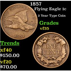 1857 Flying Eagle Cent 1c Grades vf++