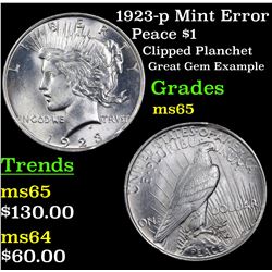 1923-p Mint Error Peace Dollar $1 Grades GEM Unc