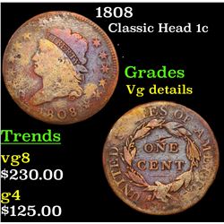 1808 Classic Head Large Cent 1c Grades vg details