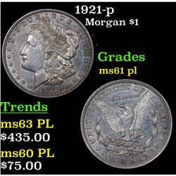 1921-p Morgan Dollar $1 Grades Unc+ PL