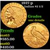 Image 1 : 1927-p Gold Indian Quarter Eagle $2 1/2 Grades Unc Details
