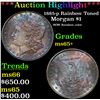 Image 1 : ***Auction Highlight*** 1885-p Rainbow Toned Morgan Dollar $1 Graded GEM+ Unc By USCG (fc)