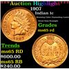 Image 1 : ***Auction Highlight*** 1907 Indian Cent 1c Graded GEM Unc RD By USCG (fc)