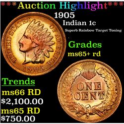 ***Auction Highlight*** 1905 Indian Cent 1c Graded Gem+ Unc RD By USCG (fc)