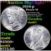 Image 1 : ***Auction Highlight*** 1934-p Peace Dollar $1 Graded GEM+ Unc By USCG (fc)