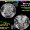 Image 1 : ***Auction Highlight*** 1887-p Morgan Dollar $1 Graded GEM Unc DMPL By USCG (fc)