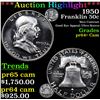 Image 1 : ***Auction Highlight*** 1950 Franklin Half Dollar 50c Graded Choice+ Proof Cameo By USCG (fc)