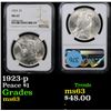 Image 1 : NGC 1923-p Peace Dollar $1 Graded ms63 By NGC