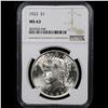 Image 2 : NGC 1922-p Peace Dollar $1 Graded ms63 By NGC