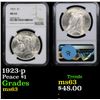 Image 1 : NGC 1923-p Peace Dollar $1 Graded ms63 By NGC